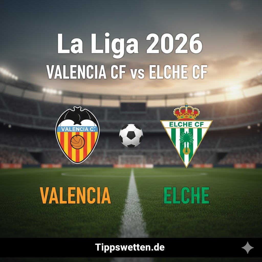 Wett Tipps die La Liga 2026 : Valencia vs Elche - 20. Spieltag